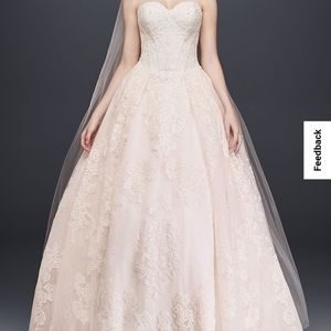 Oleg Cassini Wedding Ball Gown with Lace Appliques